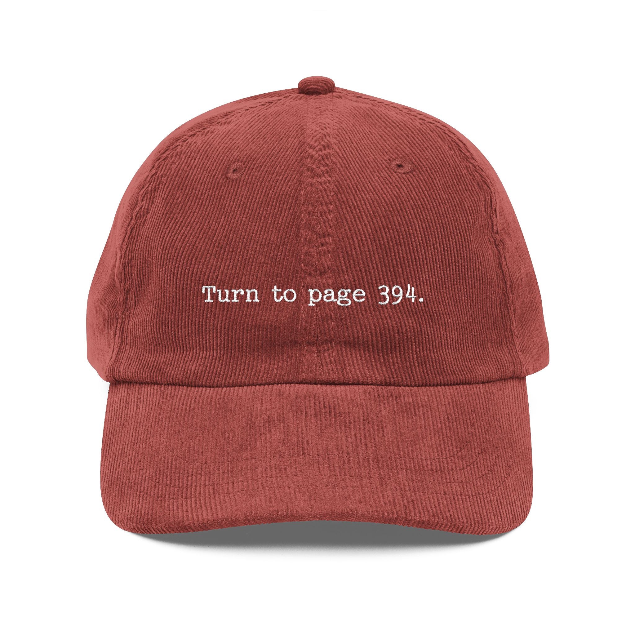 Turn to Page 394, Embroidery Vintage Corduroy Cap, Retro Hat,Unisex Cap,