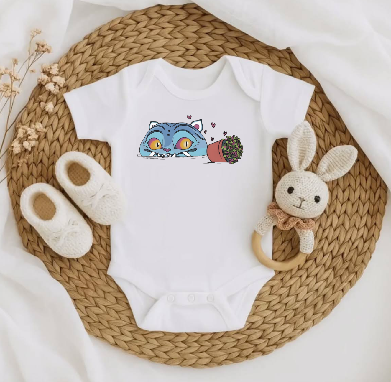 Derpy Tiger Baby Bodysuit, K-pop Demon hunters, Fun Gift for Baby Showers, Newborn Onesie, Unique Baby Clothes