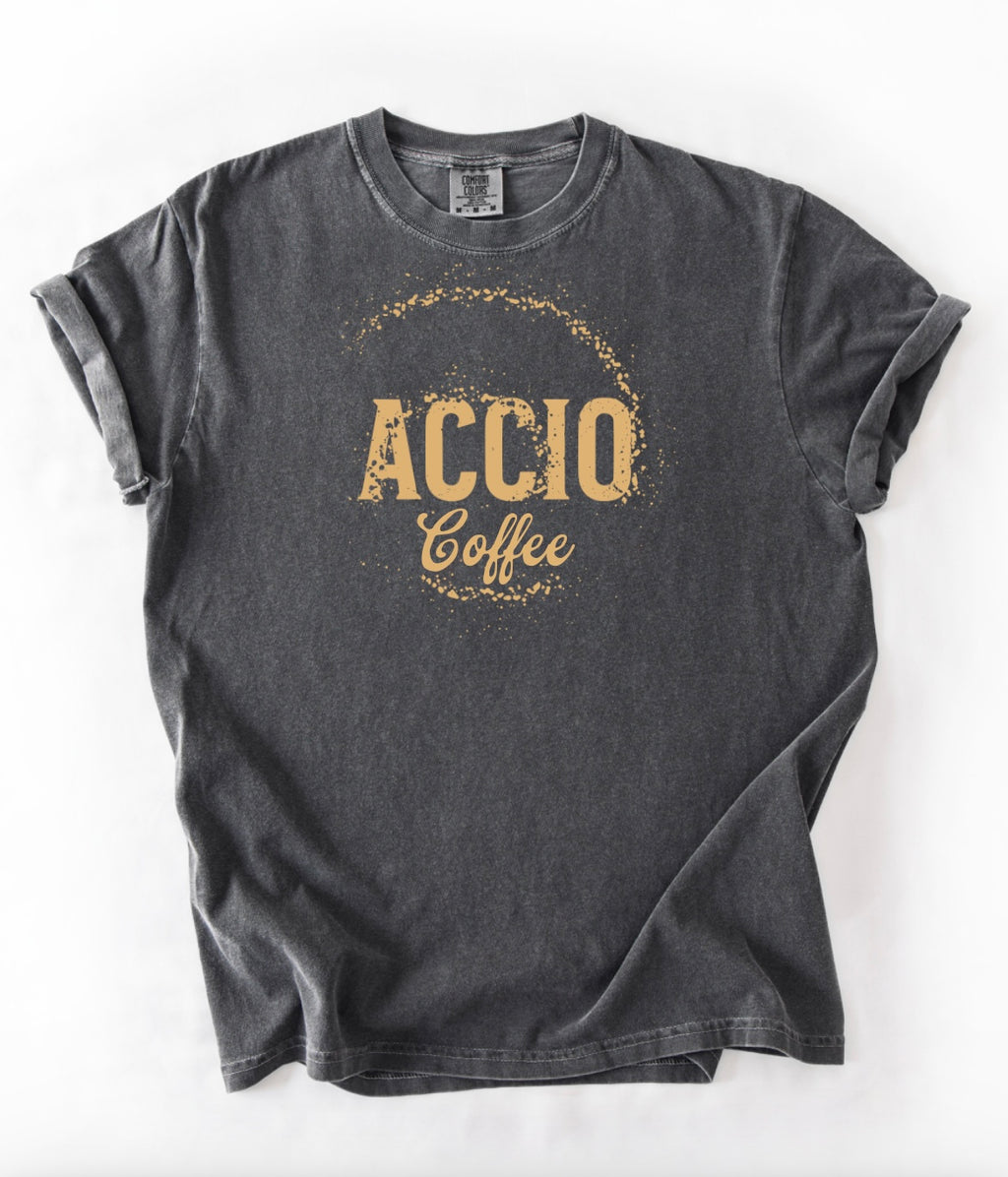 Accio Coffee T-shirt | HP funny shirt | universal trip shirt | Magical Coffee Spell Tee