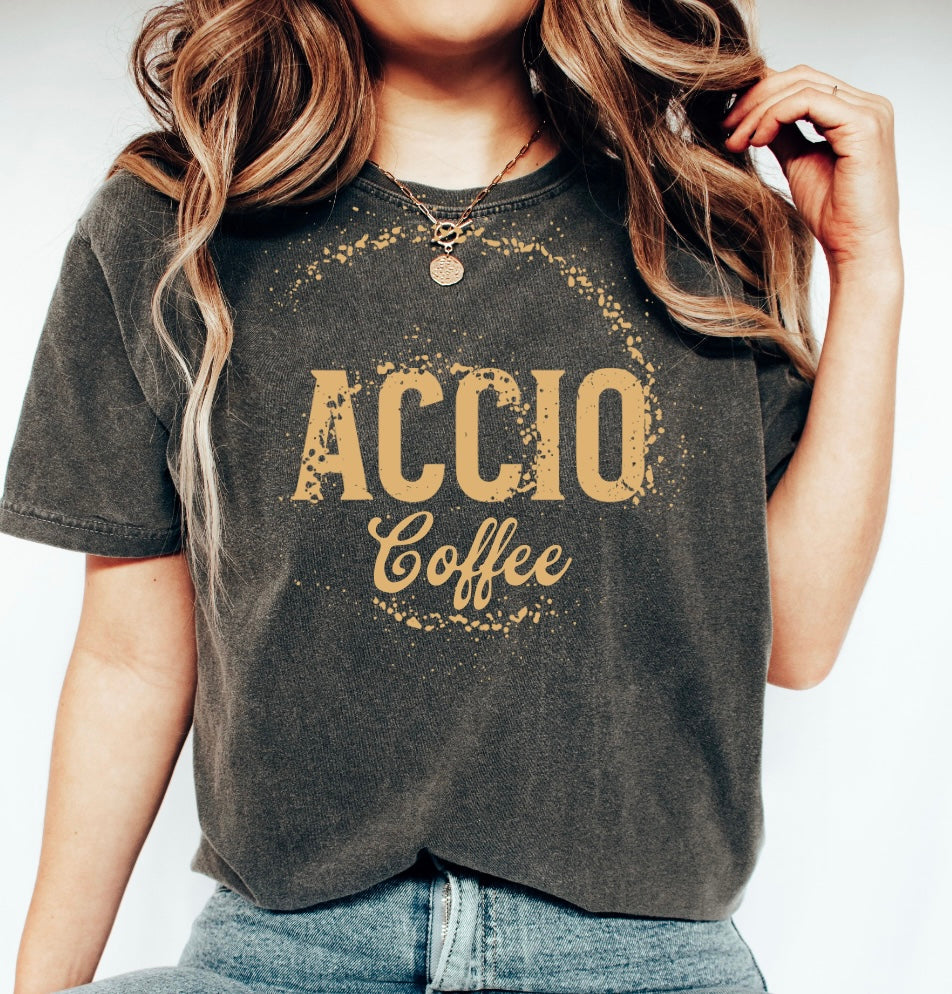 Accio Coffee T-shirt | HP funny shirt | universal trip shirt | Magical Coffee Spell Tee