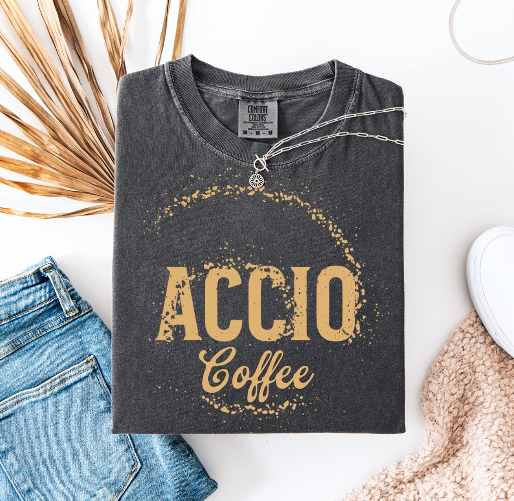 Accio Coffee T-shirt | HP funny shirt | universal trip shirt | Magical Coffee Spell Tee