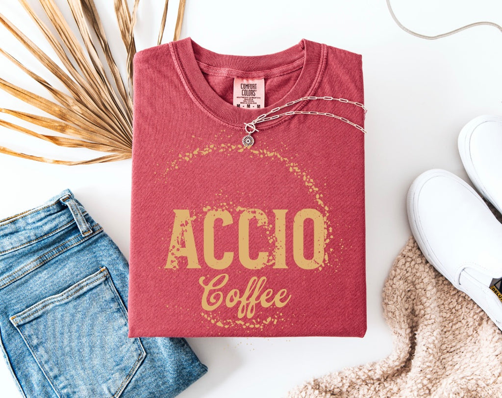 Accio Coffee T-shirt | HP funny shirt | universal trip shirt | Magical Coffee Spell Tee