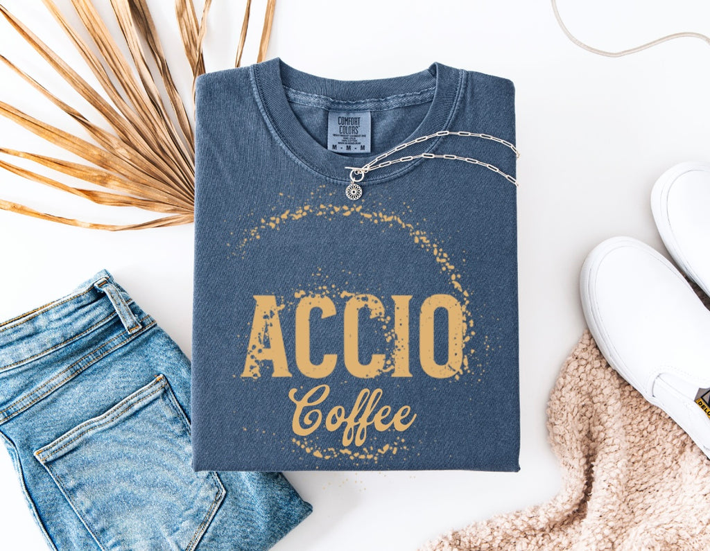 Accio Coffee T-shirt | HP funny shirt | universal trip shirt | Magical Coffee Spell Tee