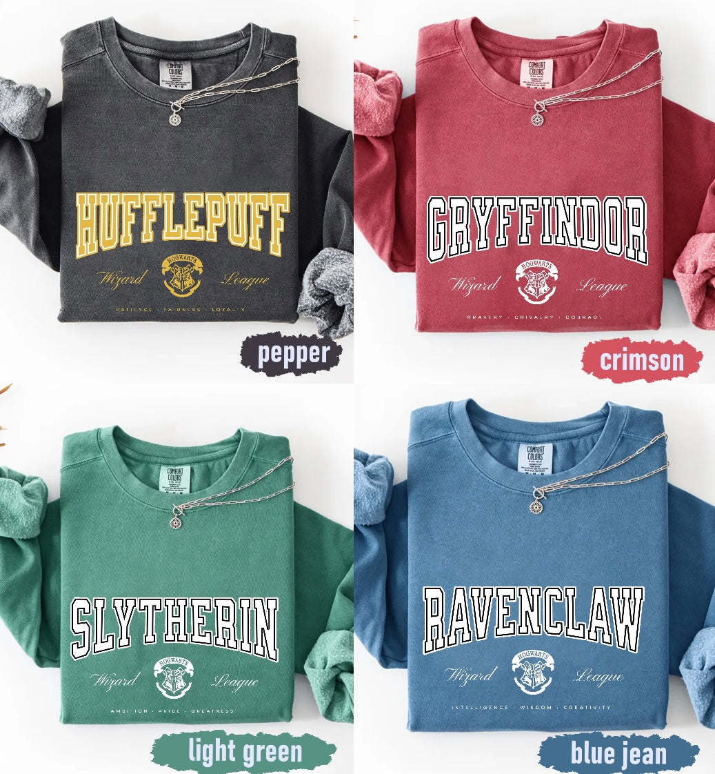 Hogwarts Houses matching sweatshirts | comfort Colors | HP sweatshirts | universal trip shirt